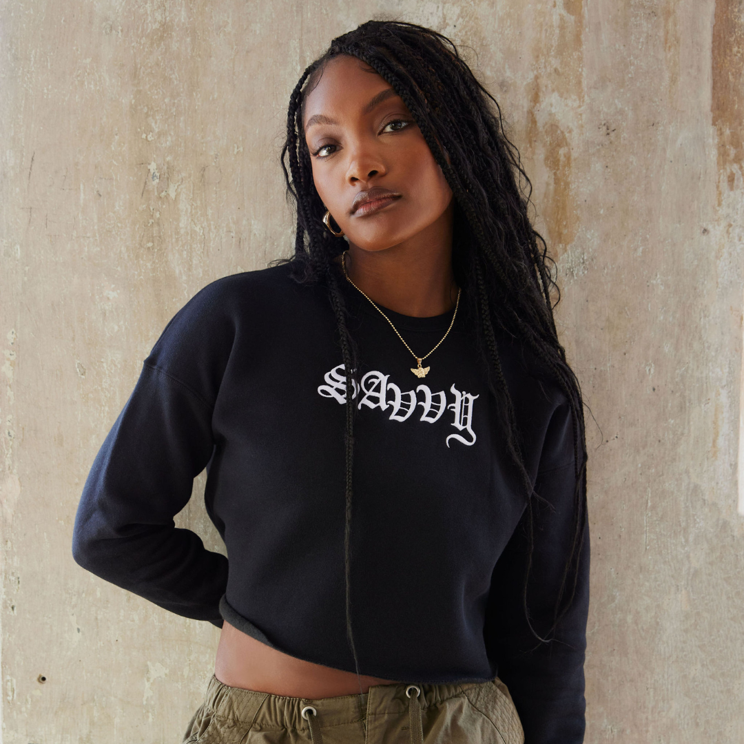 Cropped crew neck sweatshirt hotsell
